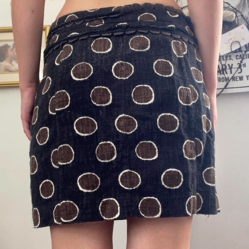 tory burch polka dot black brown and white wool skirt - Picture 3 of 4